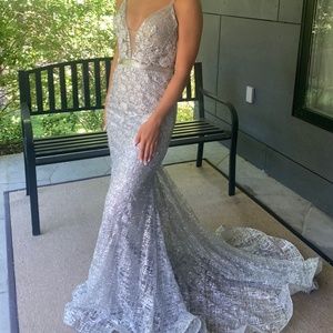 Jovani silver prom dress